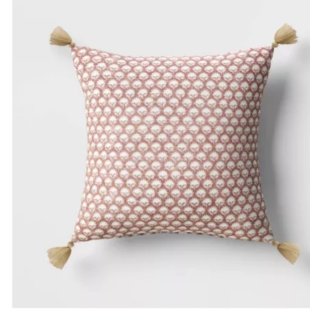 Target Pink and Cream Accent Pillow with Tassels